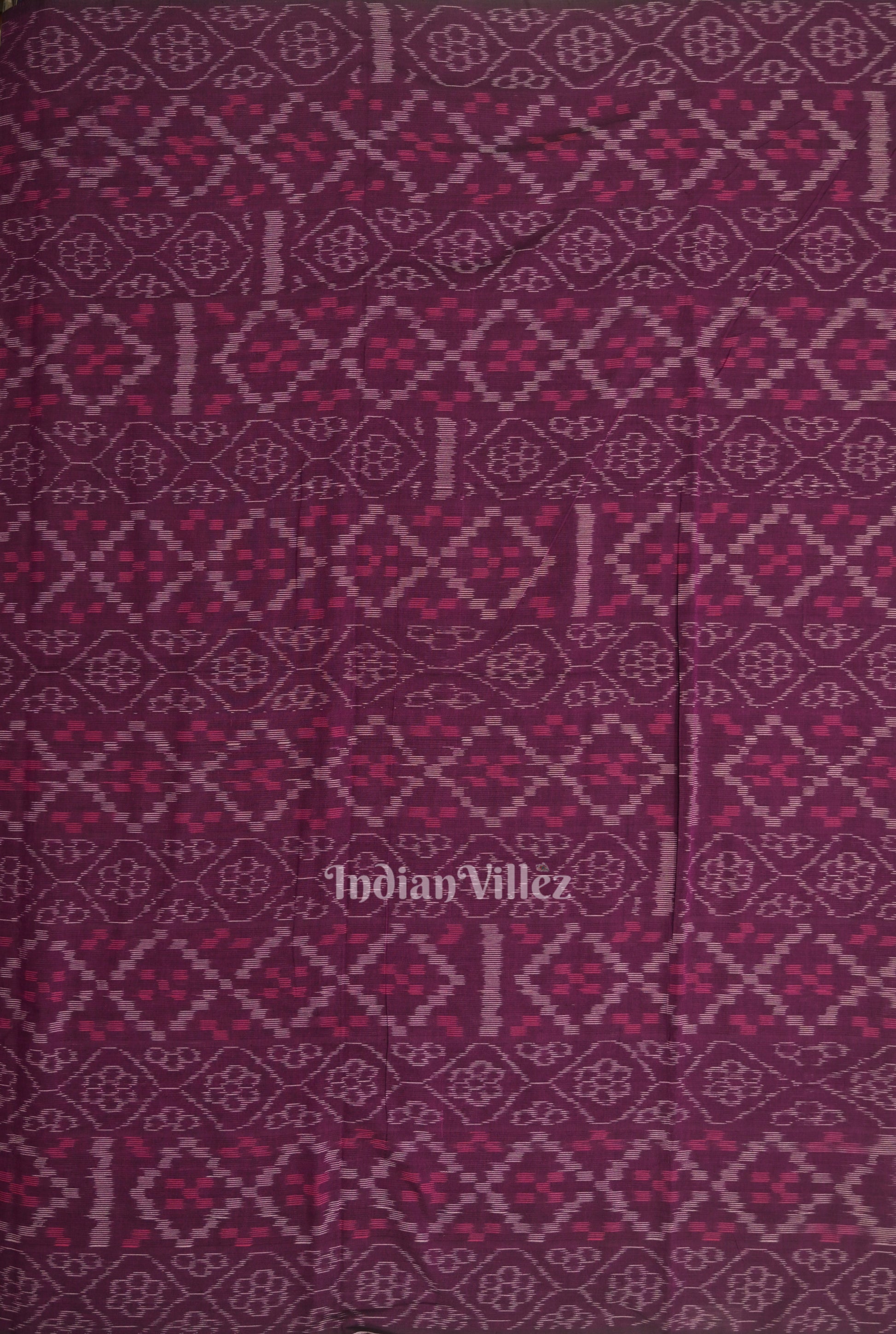  Purple Wine Flower Pasapali Sambalpuri Odisha Ikat Cotton Fabric 