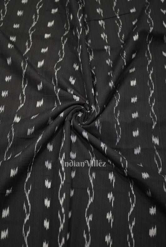 Black Tipa Design Sambalpuri Ikat Cotton Fabric 