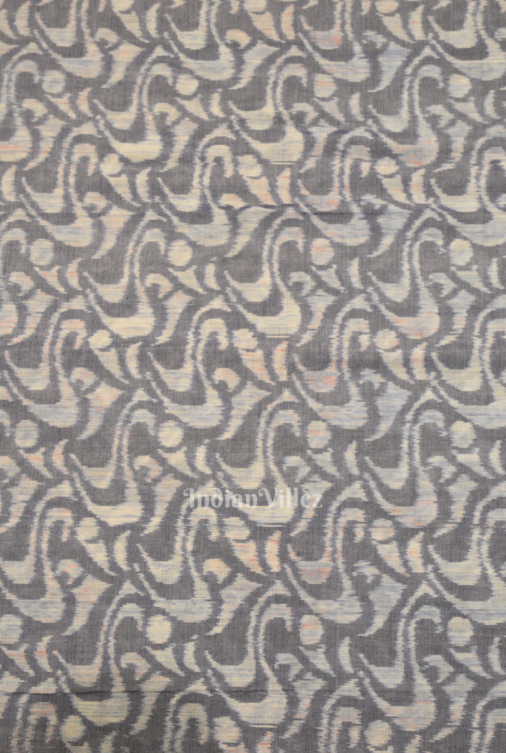Gray Blue Sambalpuri Odisha Ikat Cotton Fabric 