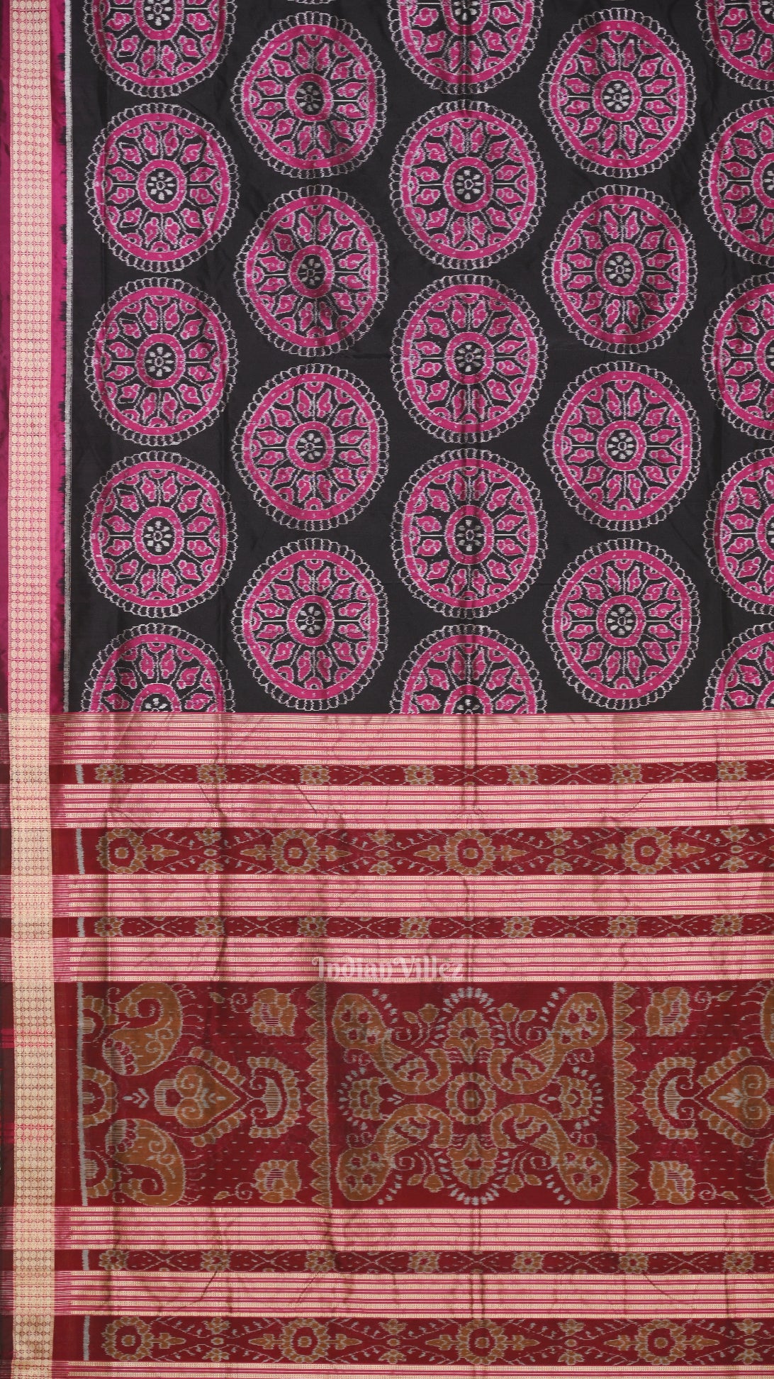 Exclusively Black Beautiful Jhoti Theme Sambalpuri Silk Saree 