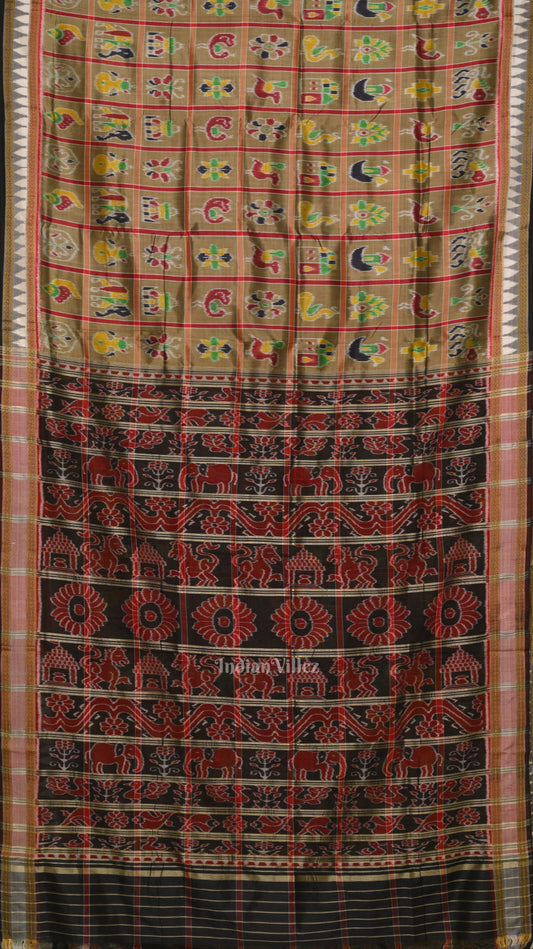 Moss Green Nabakothi Odisha Ikat Khandua Silk Saree 