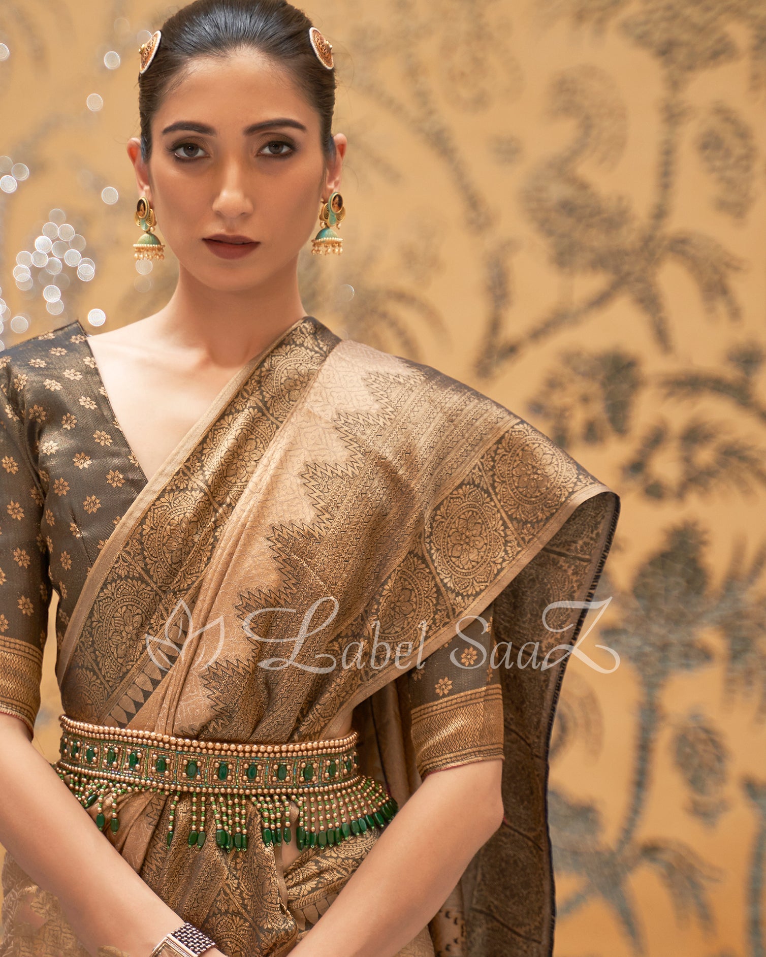 Golden Pure Tissue Kanjivaram Silk Saree - Exclusive Bridal Collection