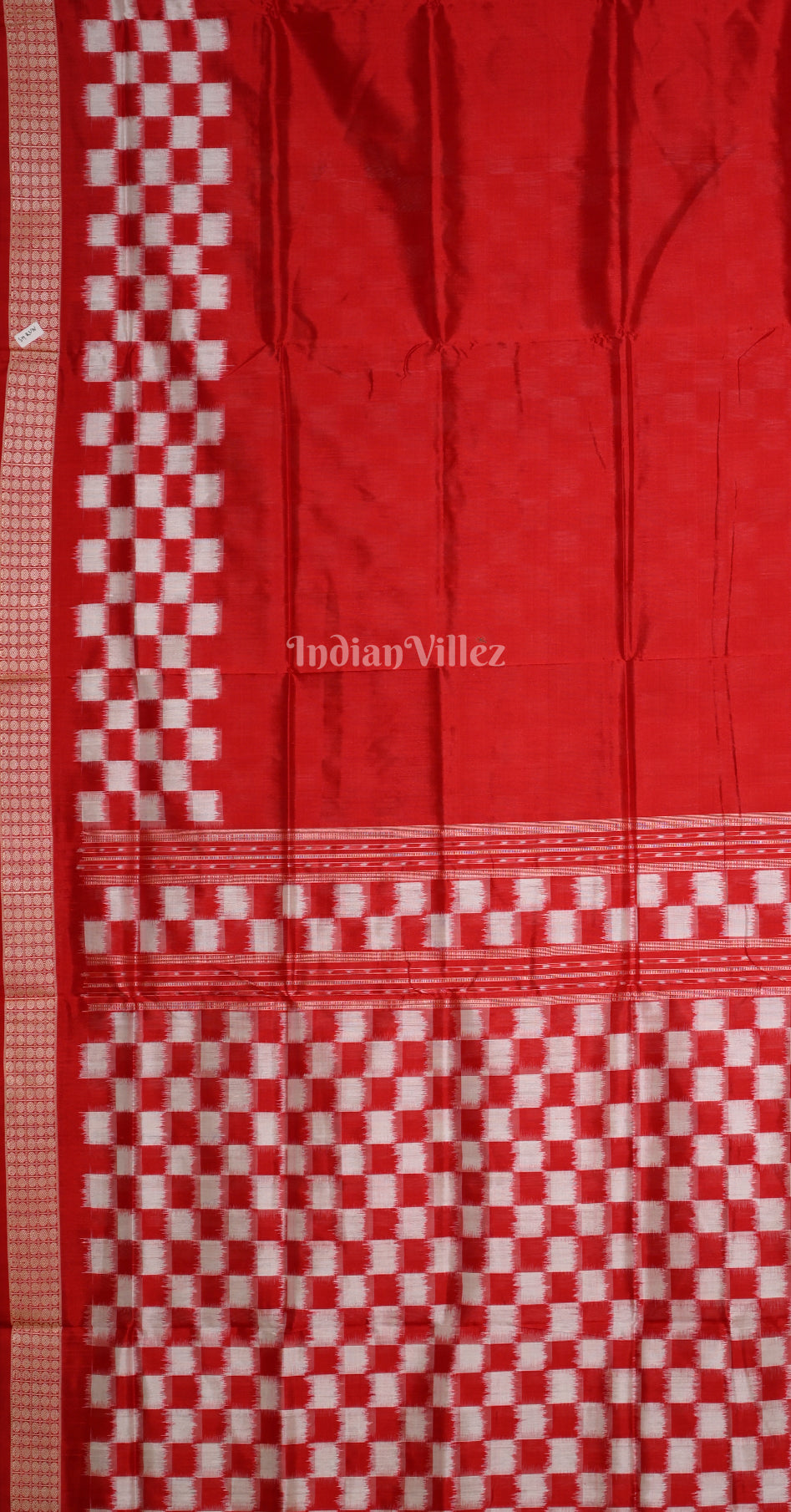 Red Whie Pasapali Scot Odisha Ikat Sambalpuri Silk Saree