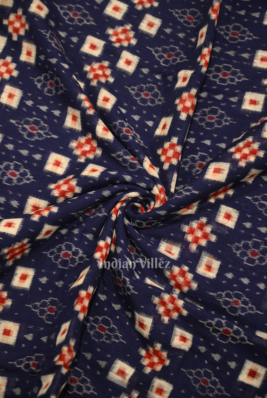 Blue Pasapali Sambalpuri Ikat Cotton Fabric
