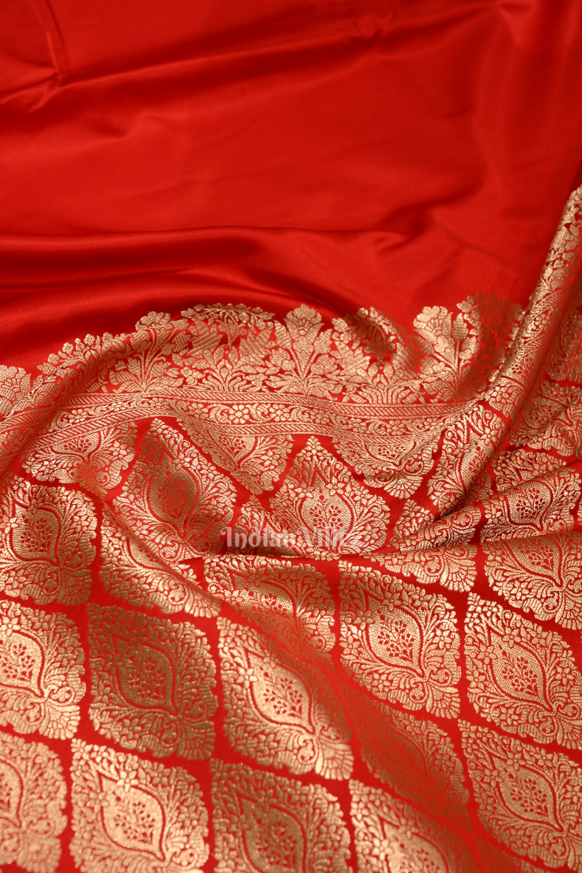 Bridal Royal Red Soft Pure Mashru Satin Silk Banarasi Saree 