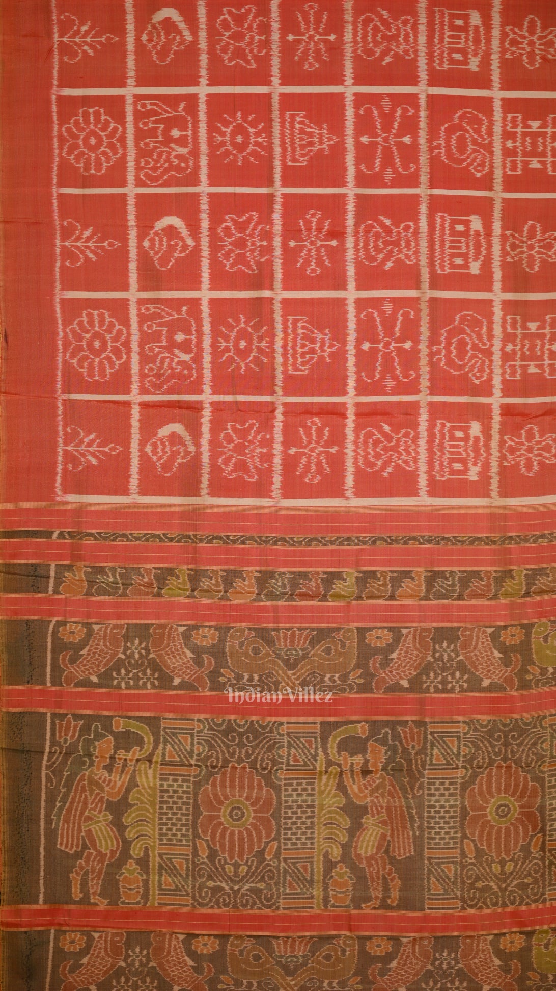 Peach Nabakothi Contemporary Designer Silk Saree 