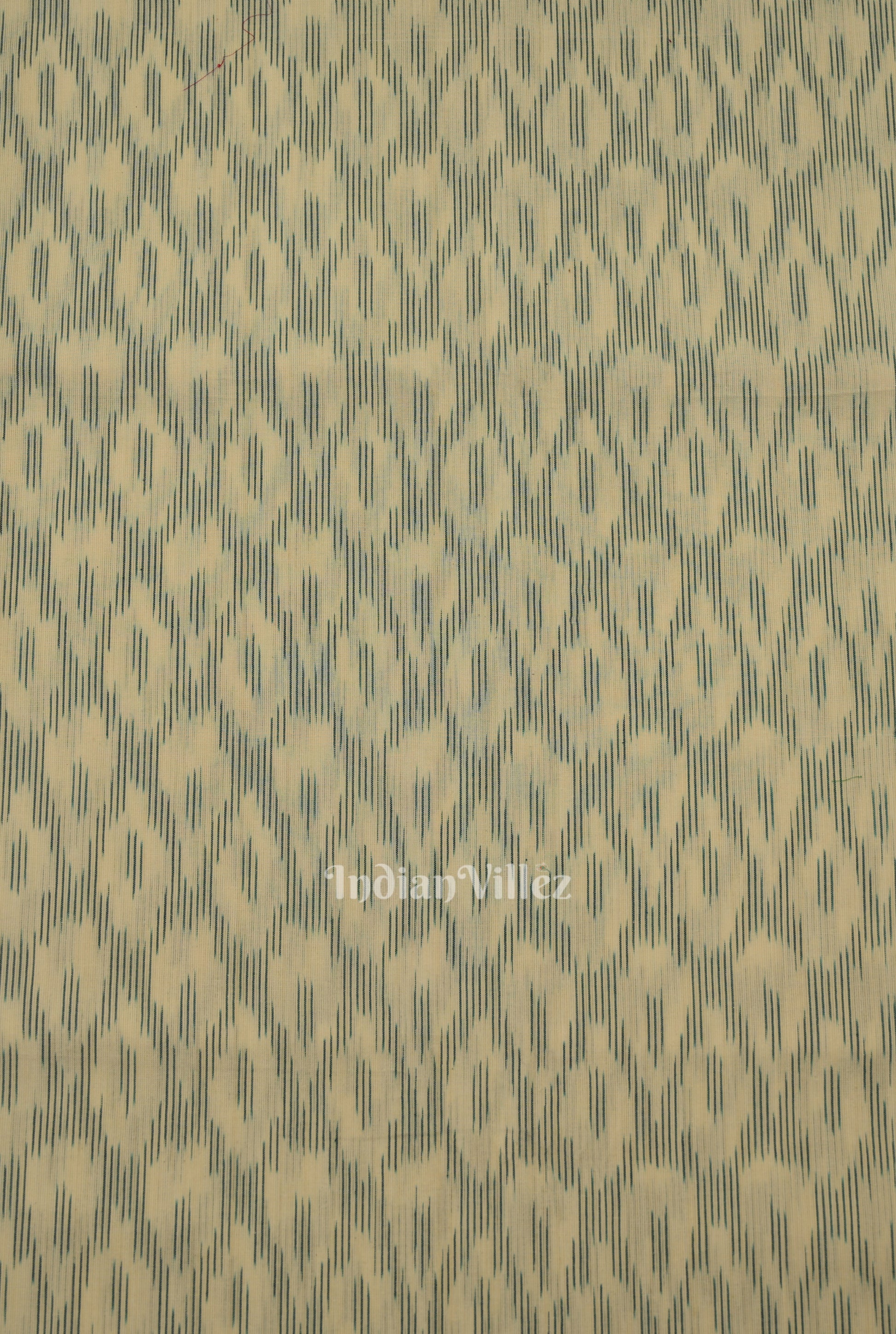White Green Pochampally Ikat Cotton Fabric 