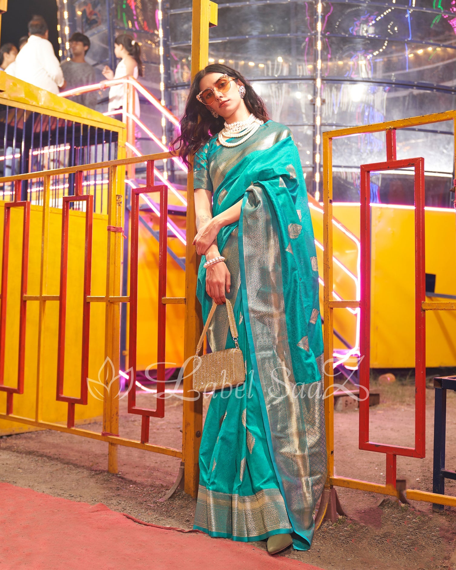Rama Green Pure katan Banarasi Saree 