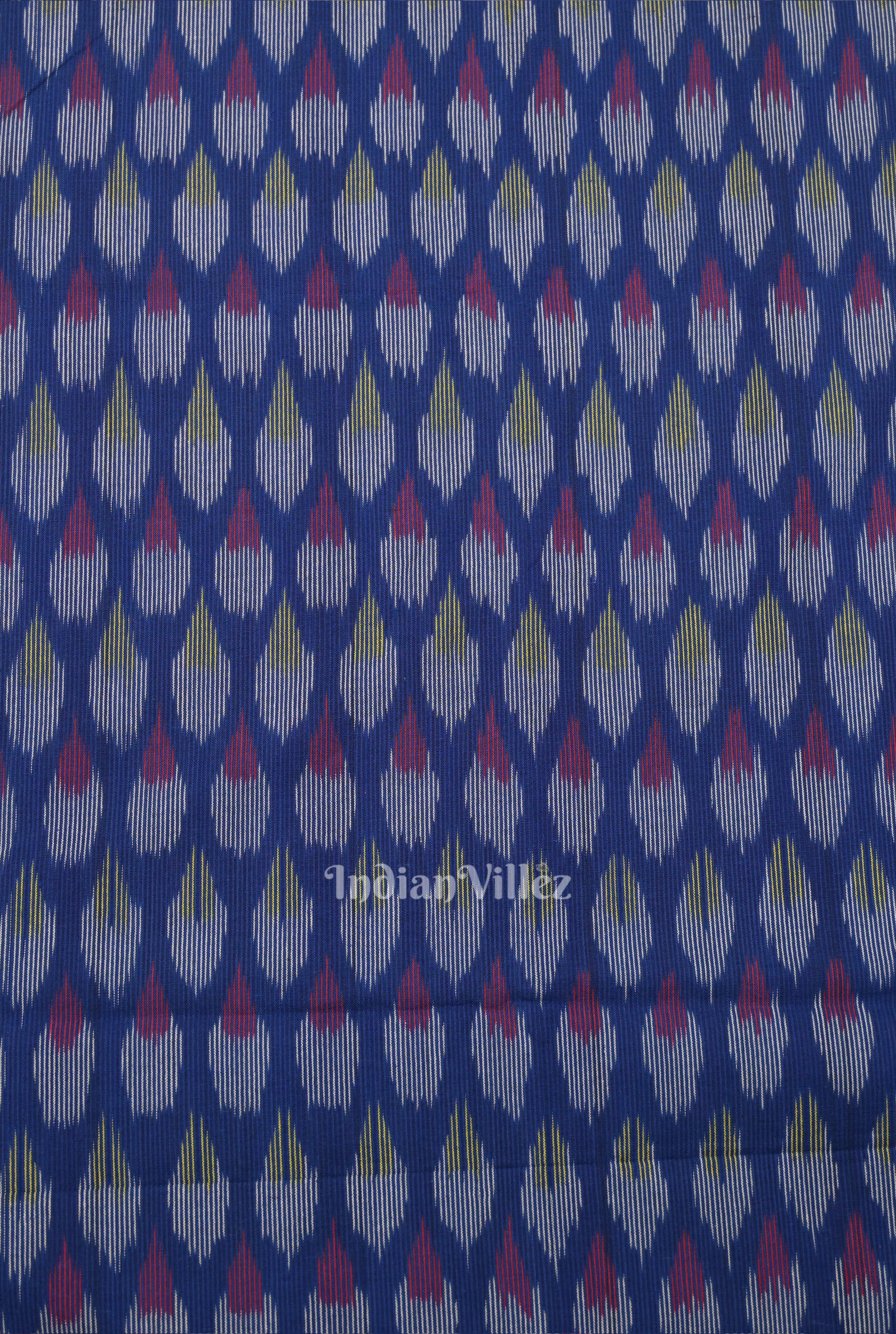 Deep Royal Blue Pochampally Ikat Cotton Fabric
