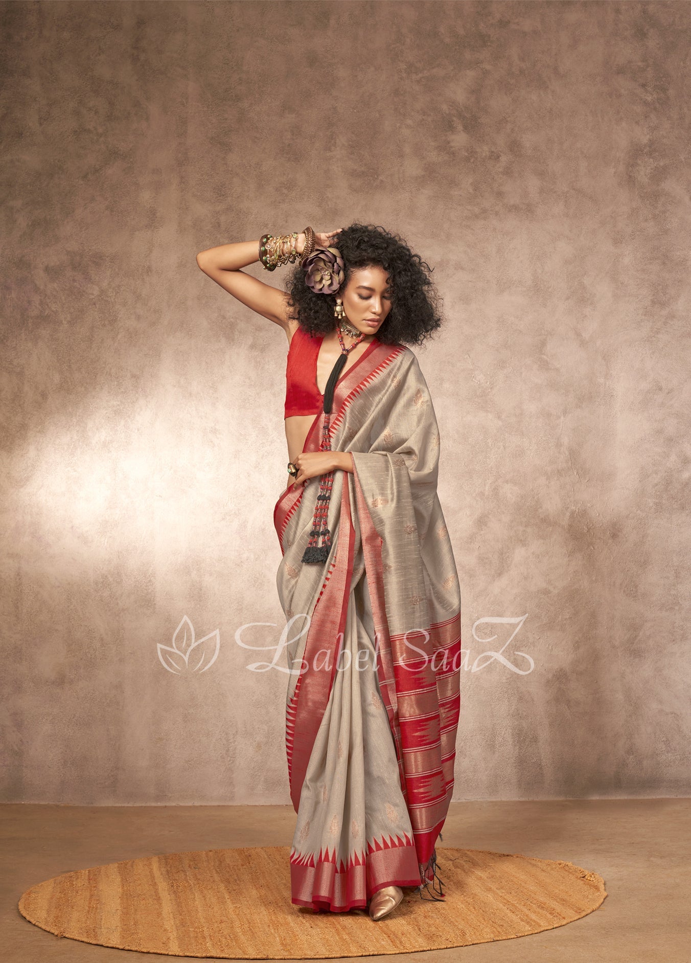  Grey Bhagalpuri Weaving Silk Saree 
