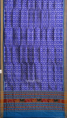 Blue Pasapali Odisha Ikat Pure Sambalpuri Silk Dupatta