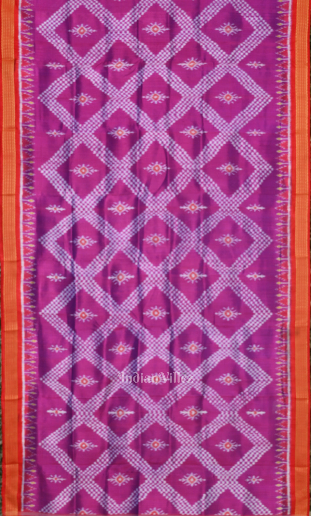 Purple Red Tarabali  Odisha Ikat Khandua Silk Saree