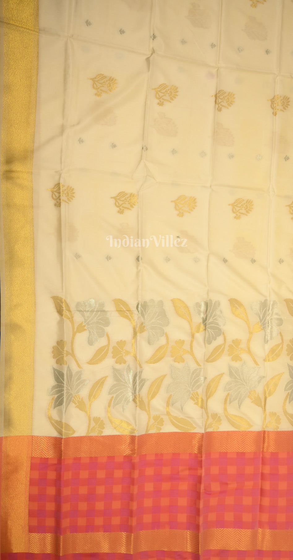 Off White Red Soft Silk Weaving Saree