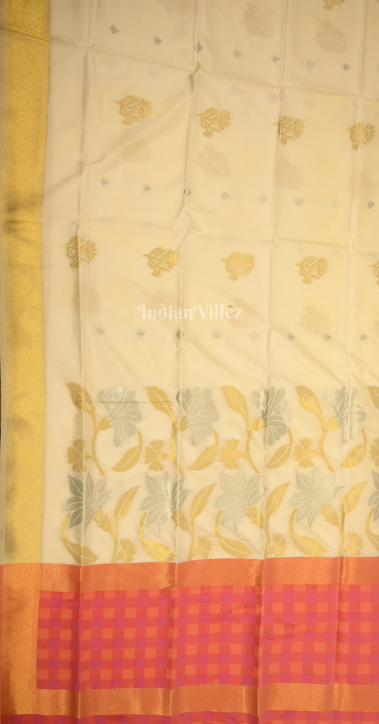 Off White Red Soft Silk Weaving Saree