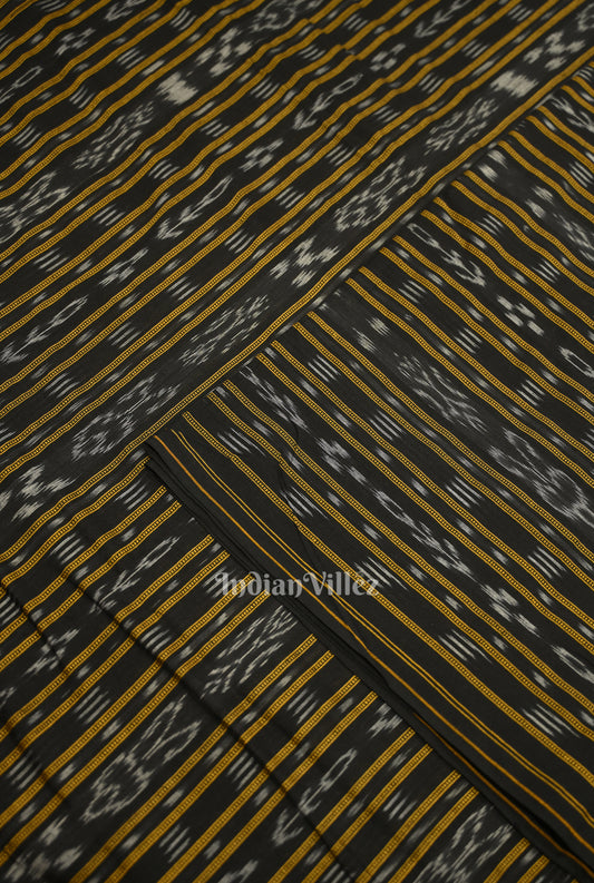 Black Sambalpuri Odisha Ikat Cotton Fabric