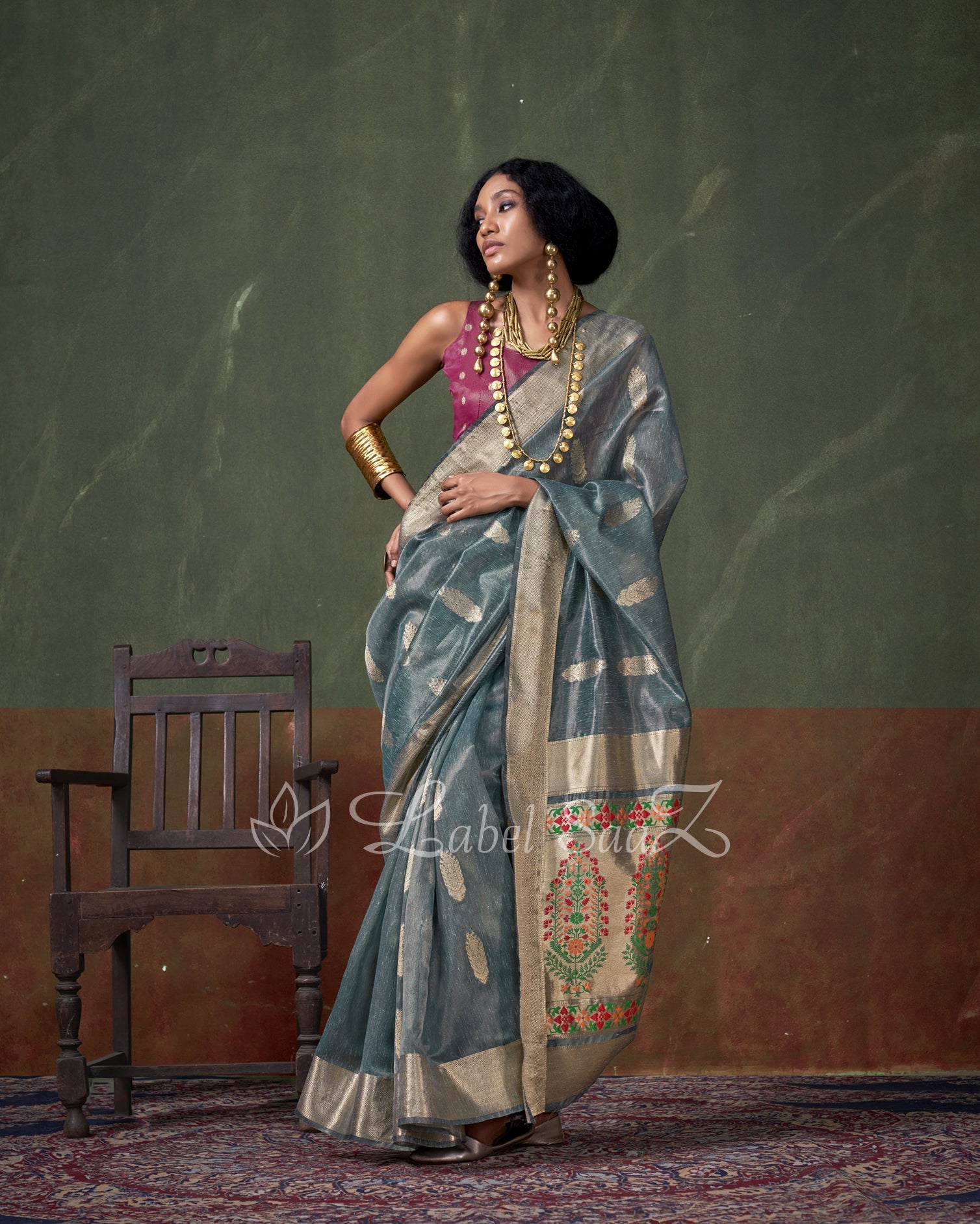Light Blue Paithani Zari Tissue Silk Saree 