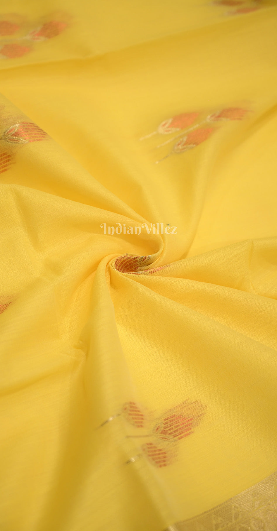 yellow Golden Handwoven Linen Saree