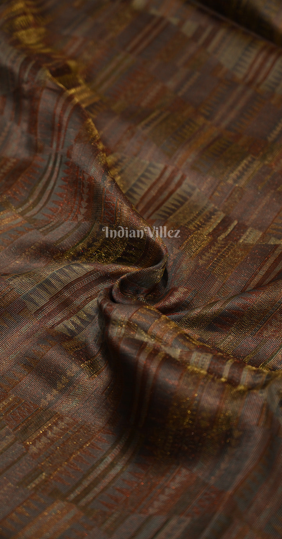 Chocolate Brown Pure Two Tone Organza Weaving Banarasi Saree