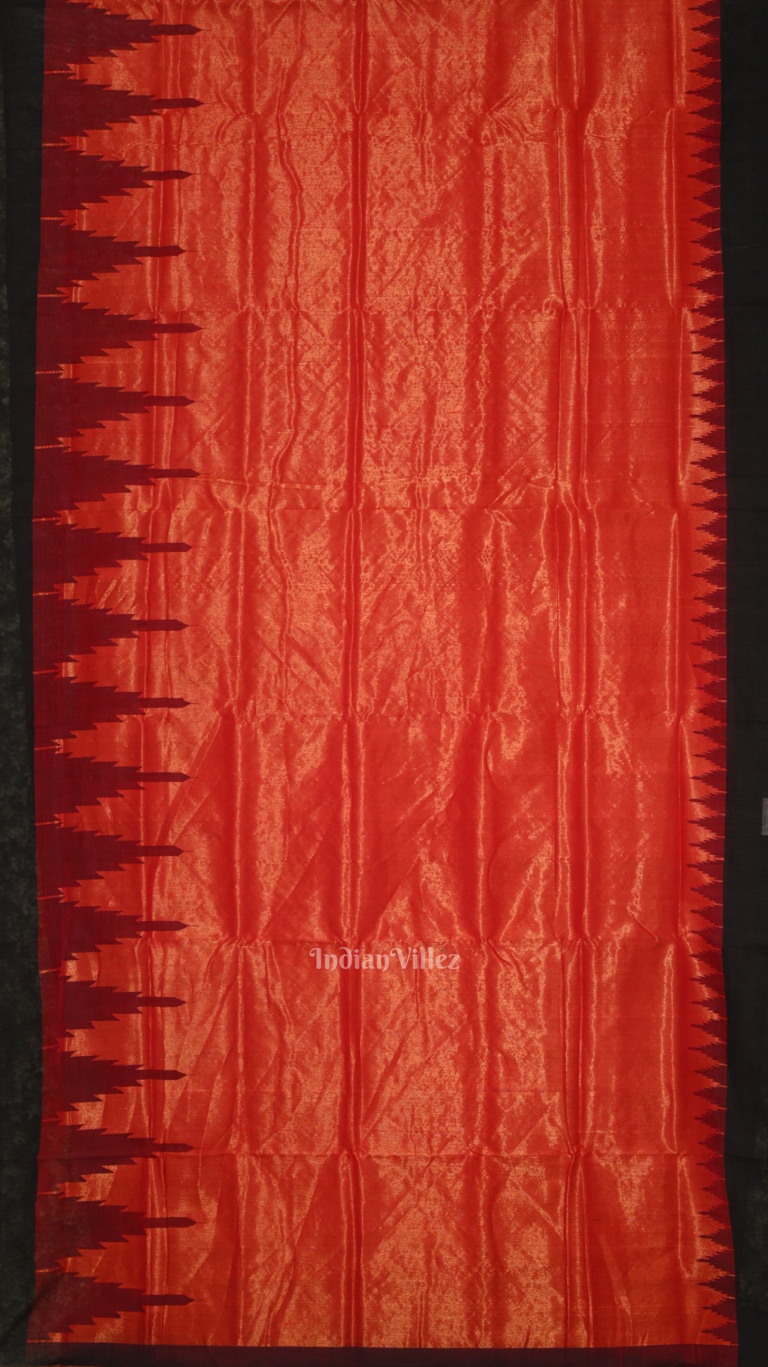 Red Black  Dual Tone Phoda Kumbha Sambalpuri Cotton Tissue Saree 