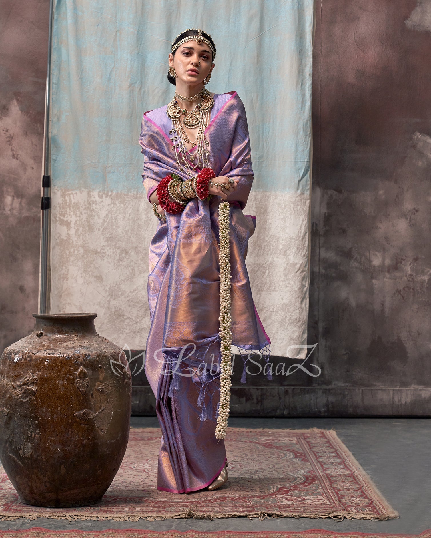 Lavender  Handloom Weaving saree