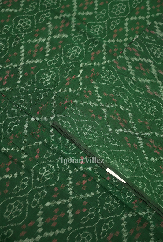 Green Flower Pasapali Sambalpuri Odisha Ikat Cotton Fabric 