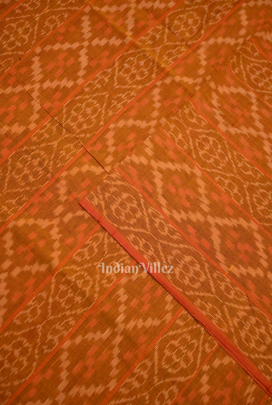 Orange Flower Pasapali Sambalpuri Odisha Ikat Cotton Fabric 