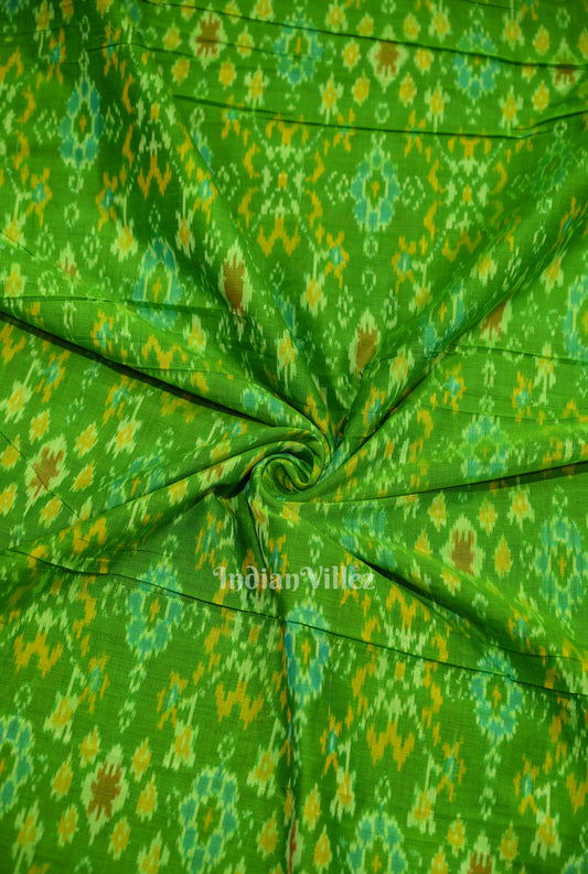 Exclusive Green Pochampally Ikat Silk & Cotton (Sico) Fabric 
