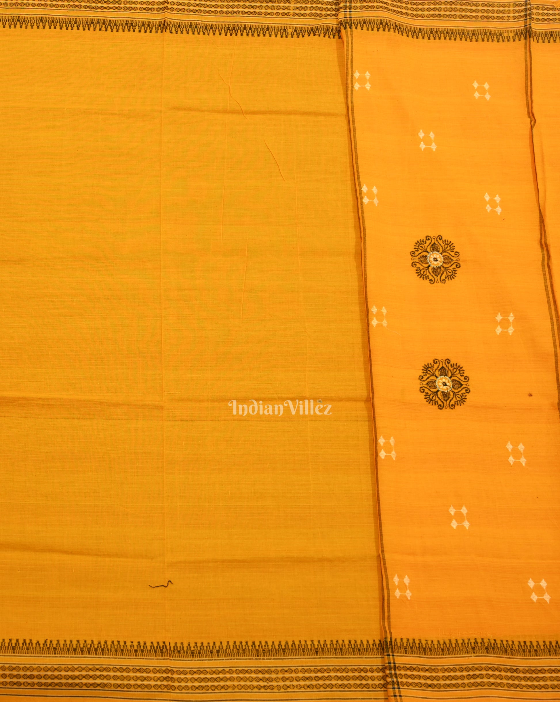 Black yellow Sambalpuri Bomkai Cotton Dress set with Dupatta 