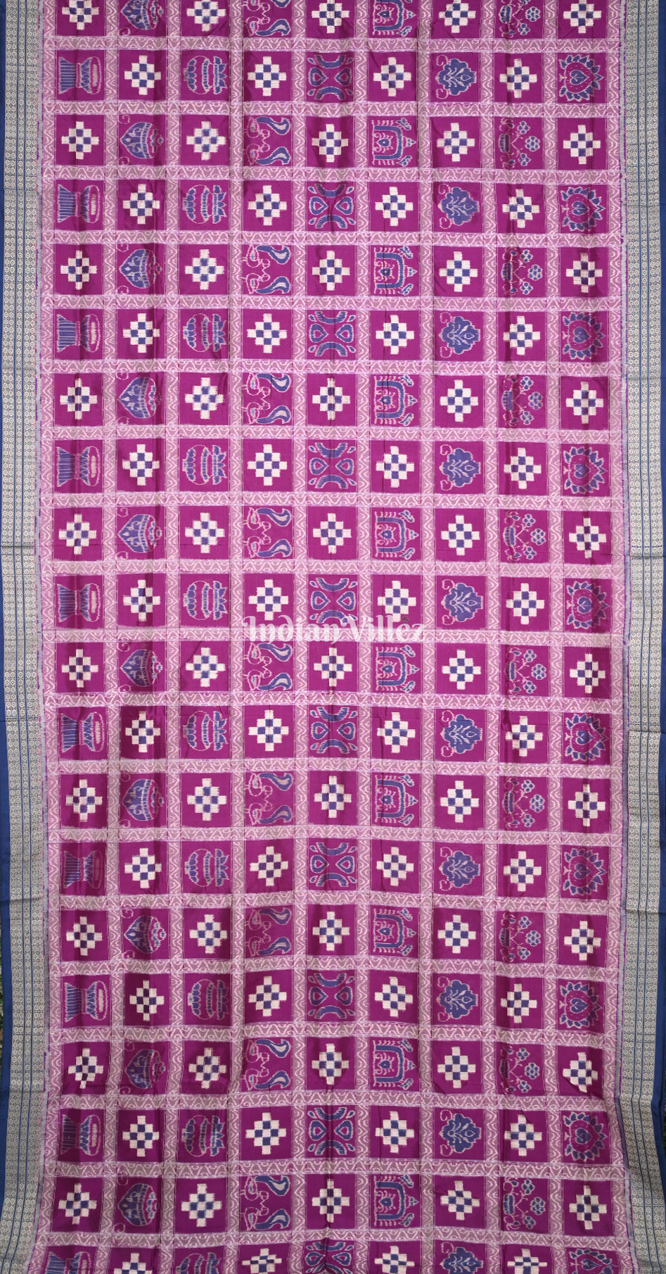 Purple Blue Nabakothi Odisha Ikat Sambalpuri Silk Saree