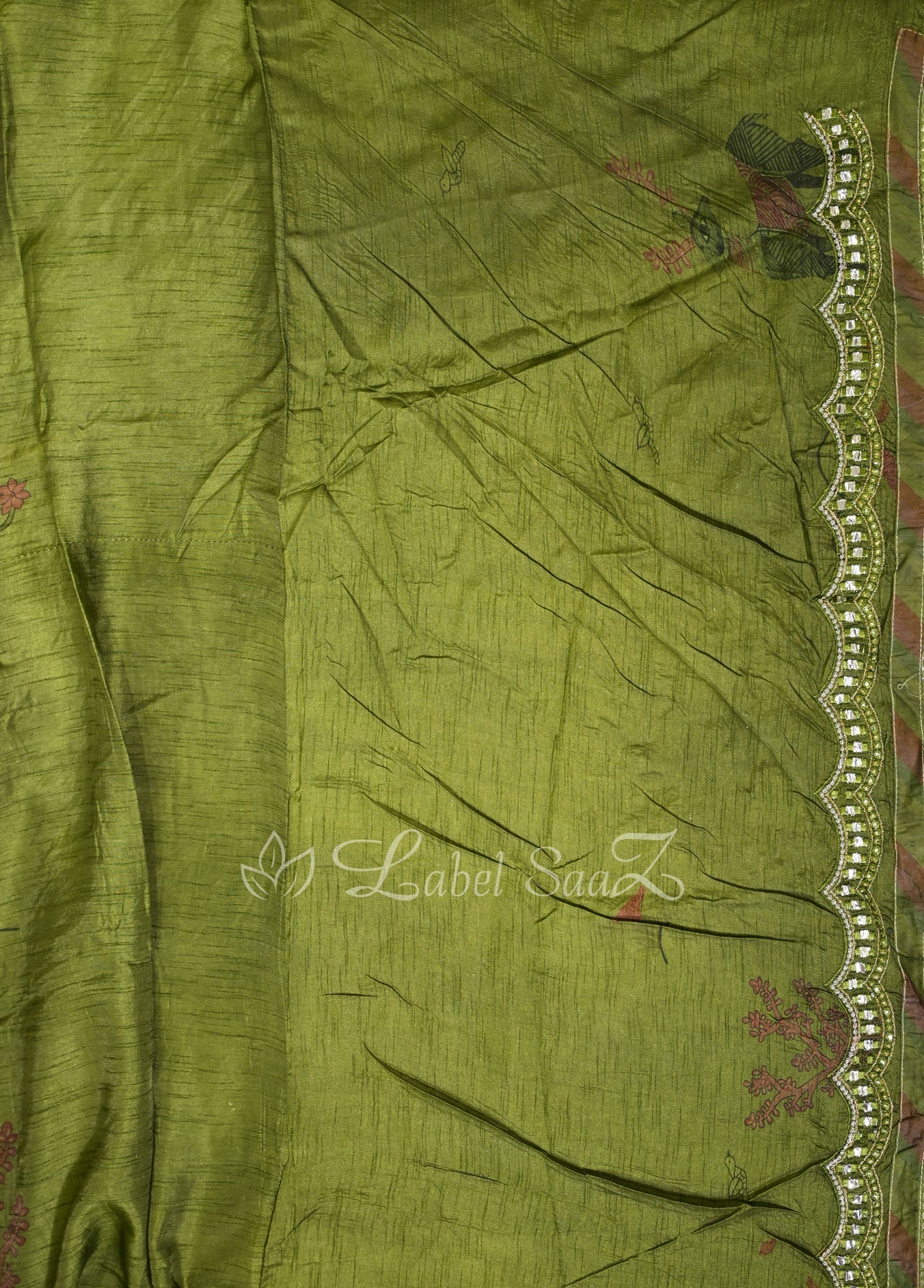 Mehendi Green Digital Print Unstitched Salwar Suit