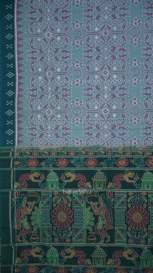 Light Blue Odisha  Pure Sambalpuri  Cotton Saree 