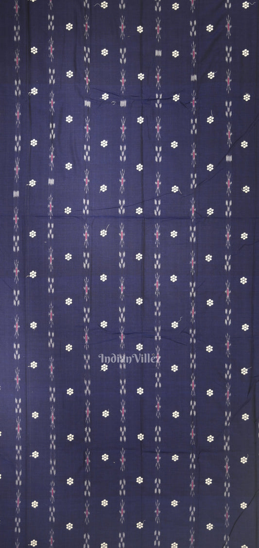  Navy Blue White Flower Buti Odisha Ikat  Sambalpuri Dress Set & Dupatta 