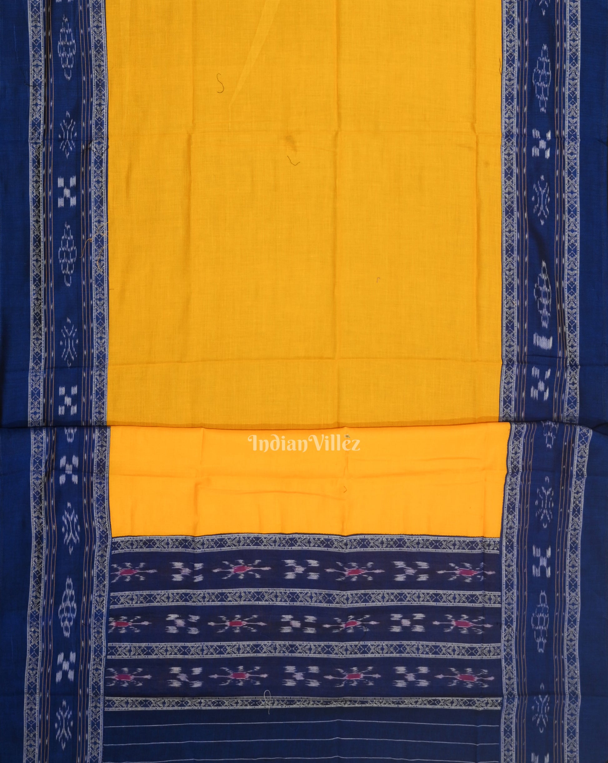 Blue Yellow Flower Buti Odisha Ikat  Sambalpuri Dress Set & Dupatta 