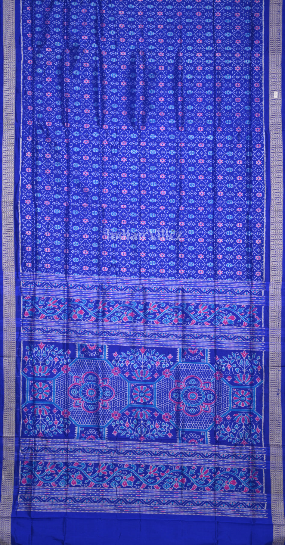 Exclusive Royal Blue Floral Motif Odisha Ikat Sambalpuri Silk Saree