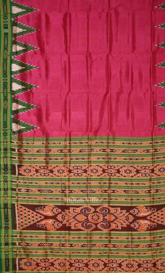 Rani Pink Kumbha Design Odisha Ikat Khandua Silk Saree