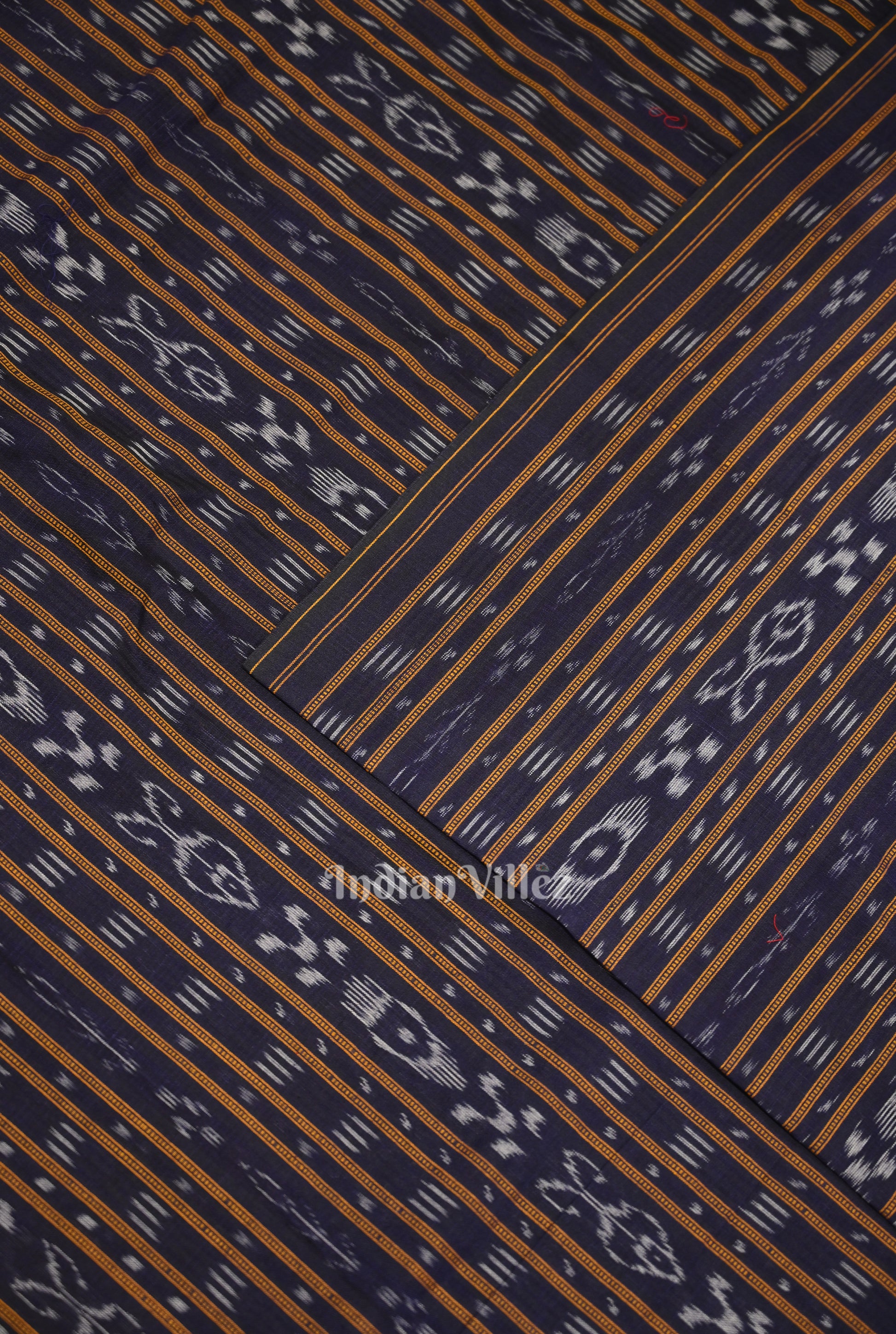 Navy Blue Sambalpuri Odisha Ikat Cotton Fabric 