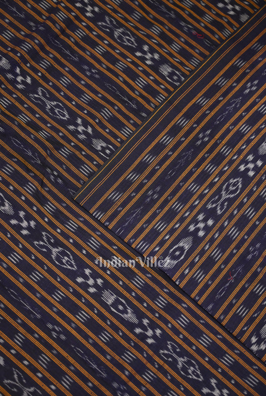Navy Blue Sambalpuri Odisha Ikat Cotton Fabric 