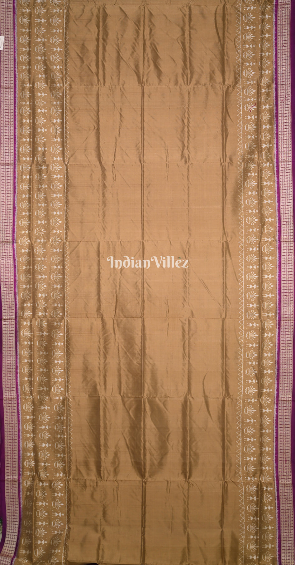 Brown Purple Tribal Flower Scot Odisha Ikat Bomkai Sambalpuri Silk Saree