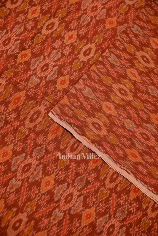 Exclusive Maroon Pochampally Ikat Silk & Cotton (Sico) Fabric 