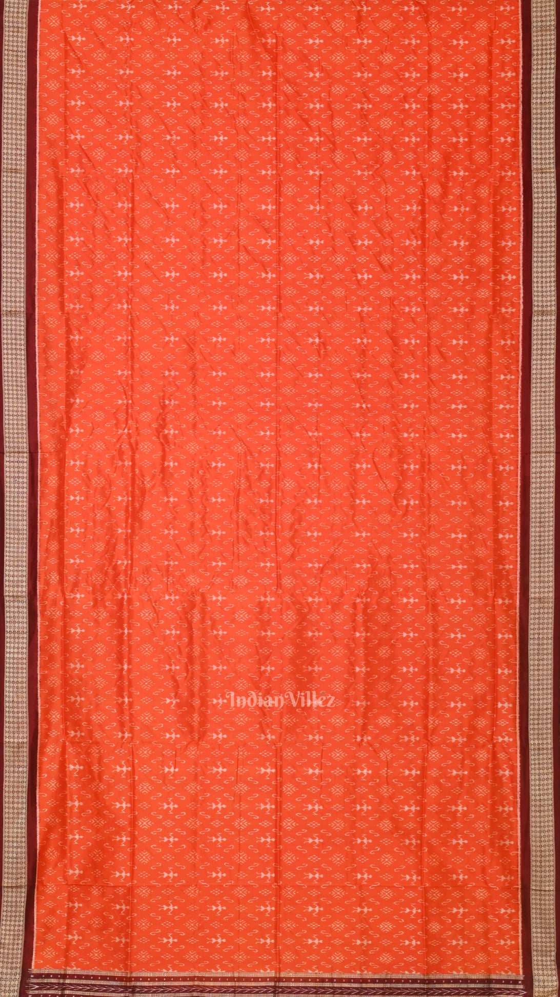 Orange Odisha Ikat Tribal Theme Sambalpuri Silk Saree 