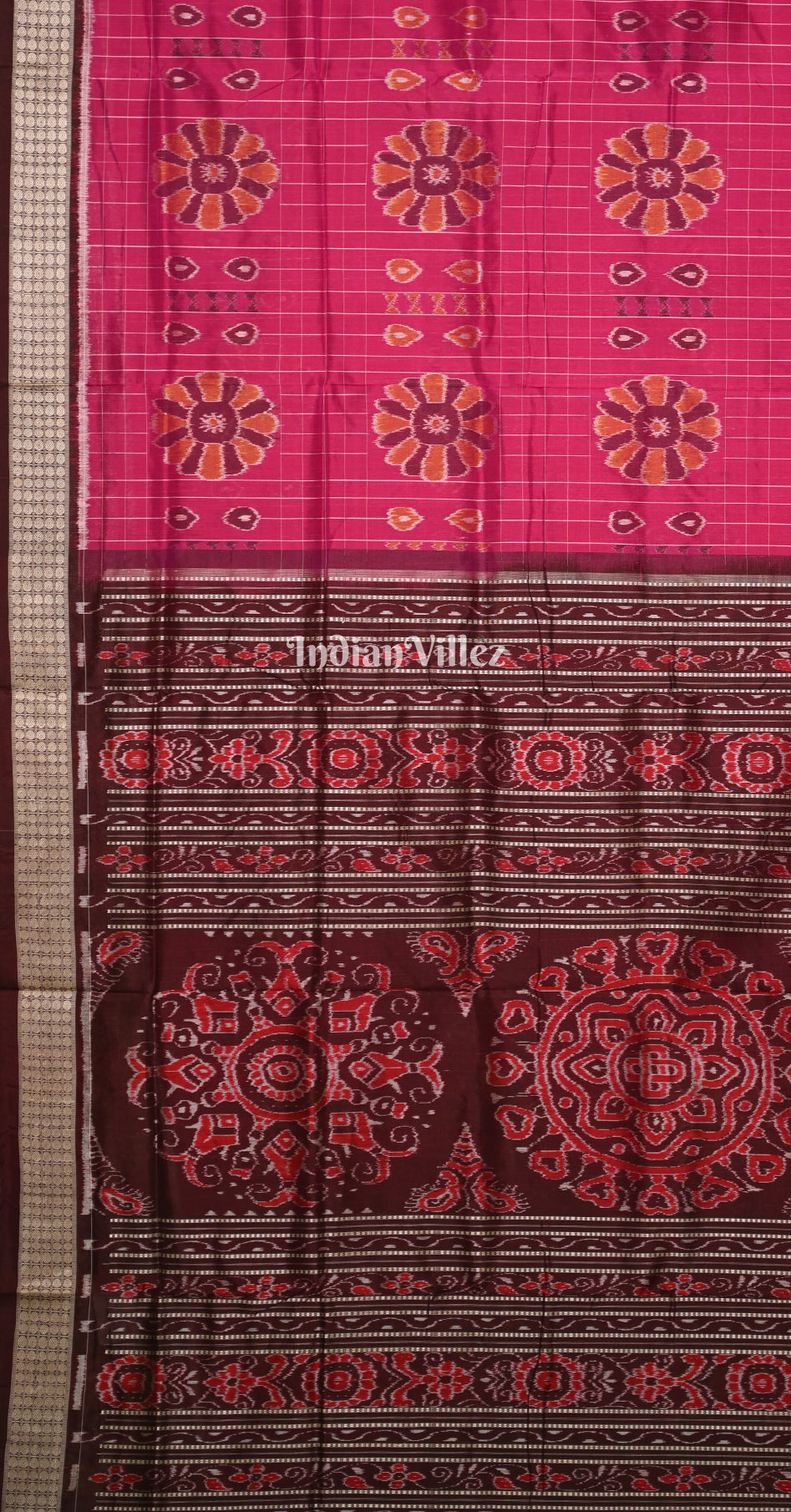 Pink Coffee Baghambari Odisha Ikat sambalpuri Silk Saree 
