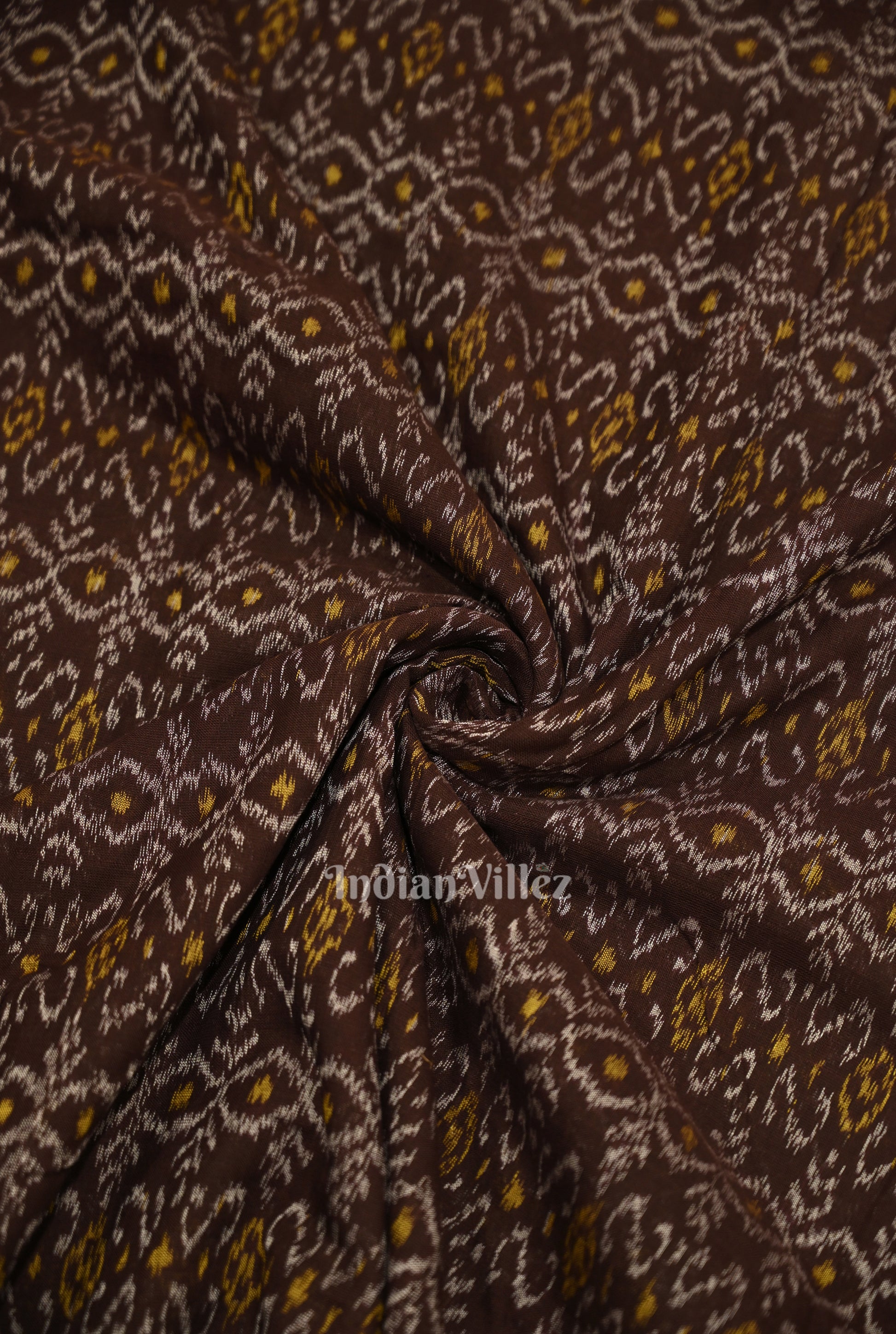 Maroon Jhoti Theme Sambalpuri Odisha Ikat Cotton Fabric 
