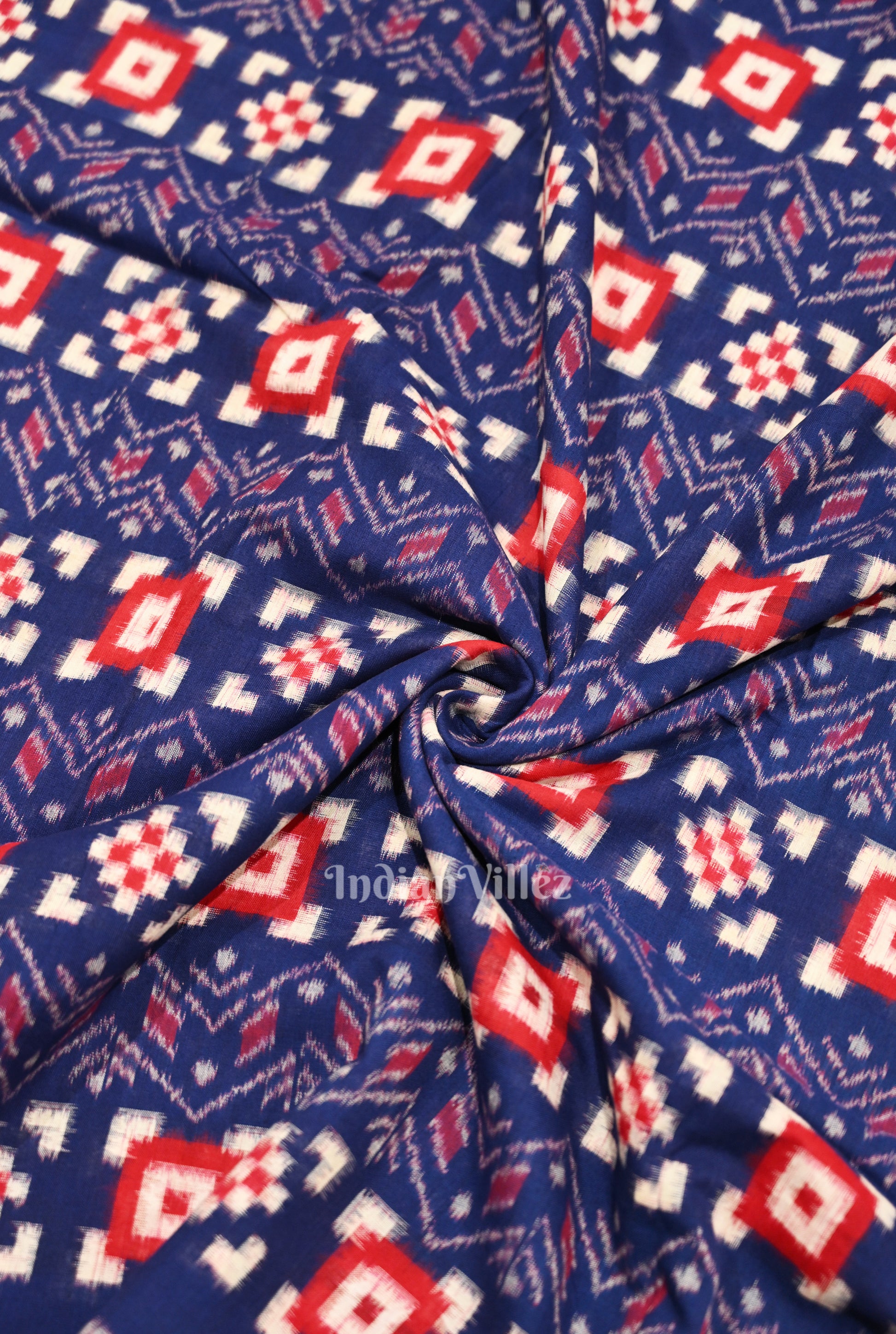 Blue Pasapali Sambalpuri Odisha Ikat Cotton Fabric 