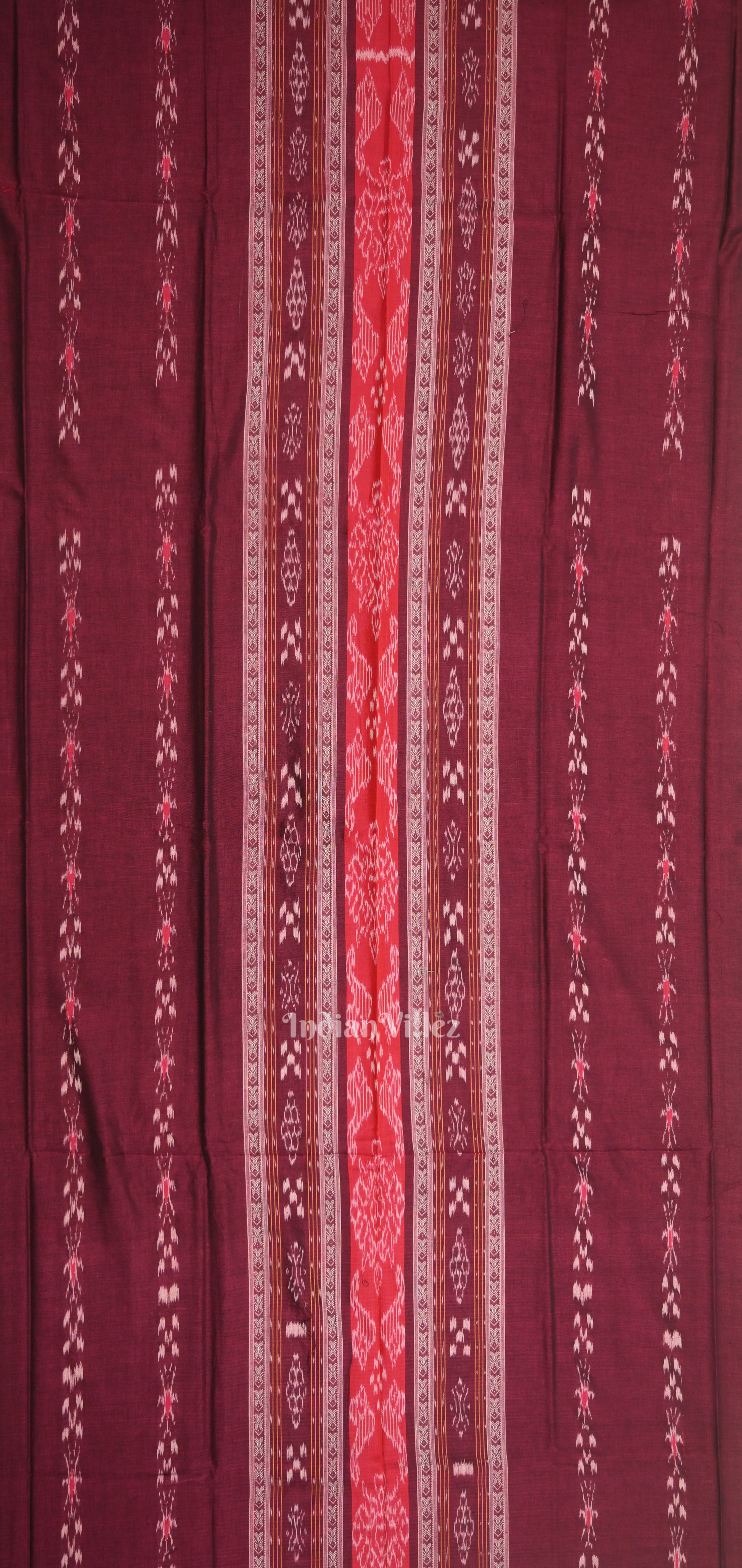Maroon Cream Pasapali Sambalpuri Cotton Dress set with Dupatta 