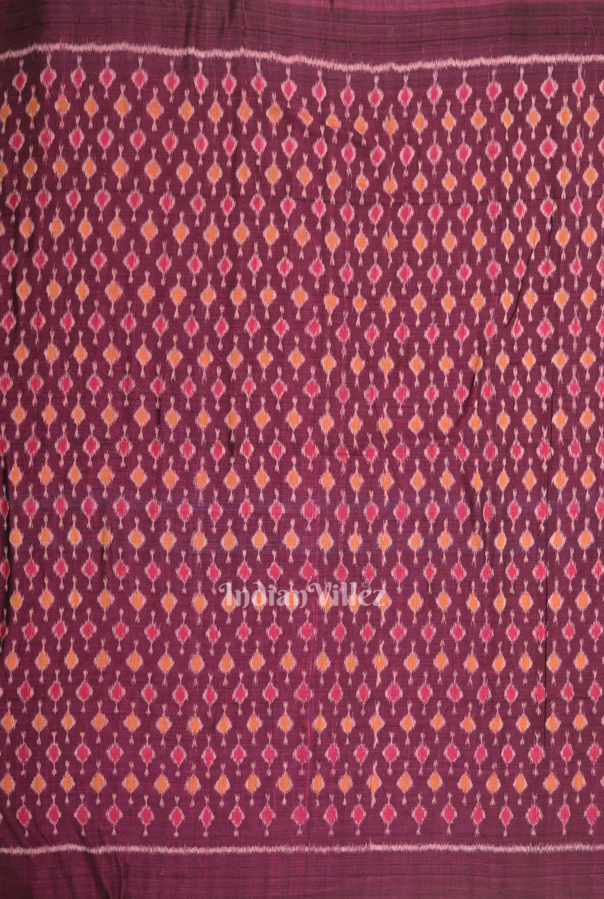 Wine Purple Odisha Ikat Cotton Fabric