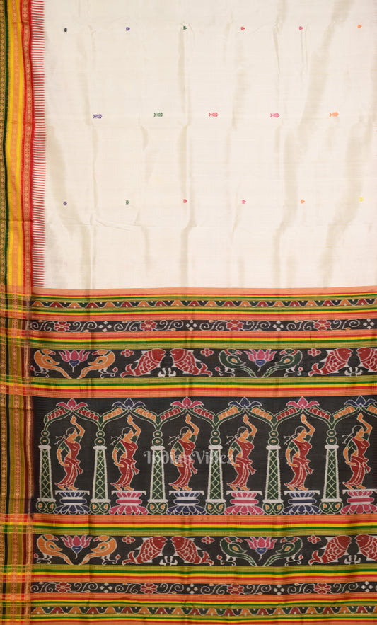 White Green Kathiphera Khandua Silk Saree