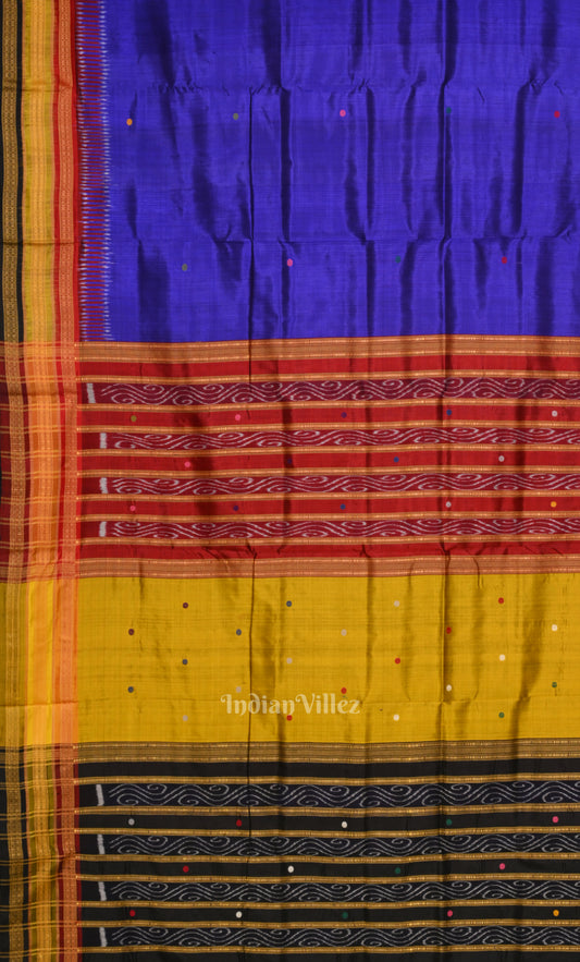 Royal Blue Black Kathiphera Khandua Silk Saree 