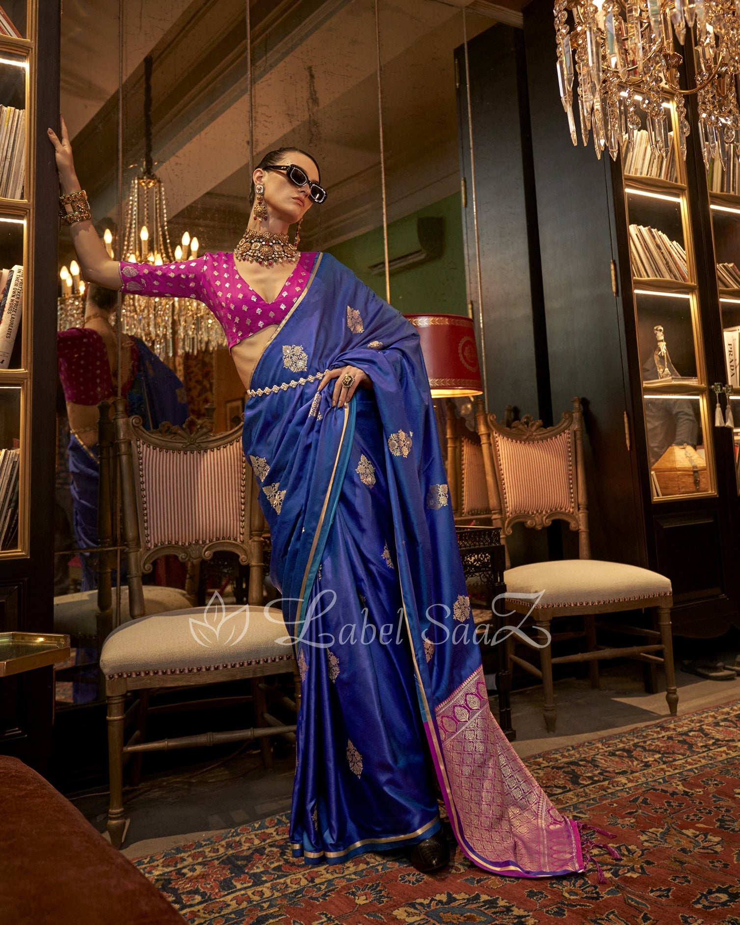 Light Blue Pure Satin Handloom Weaving Silk Saree