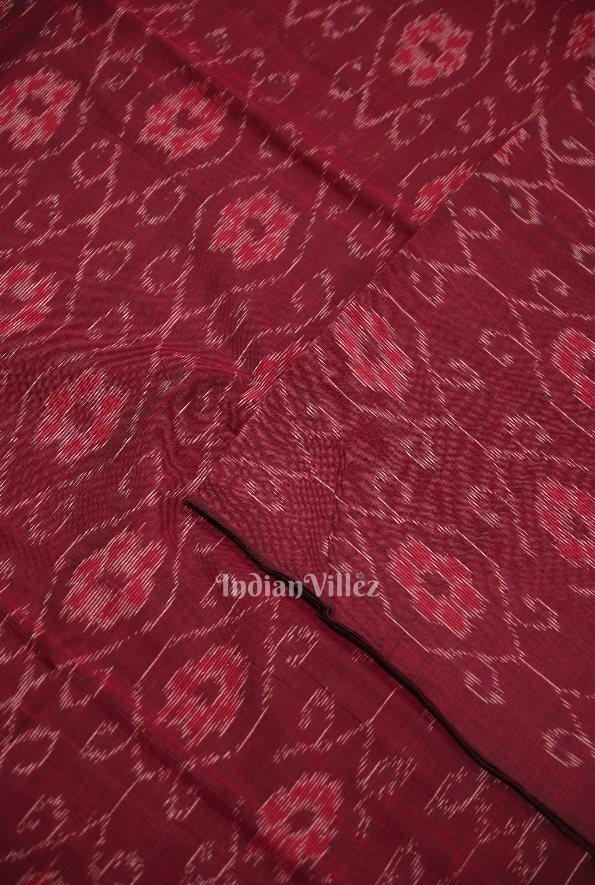 Purple Floral Theme Sambalpuri Ikat Cotton Fabric