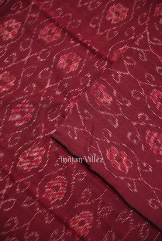 Purple Floral Theme Sambalpuri Ikat Cotton Fabric